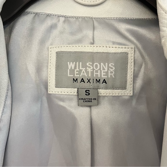 Wilson Leather Off White Leather Jacket Zip Front  Sz S - Picture 8 of 9